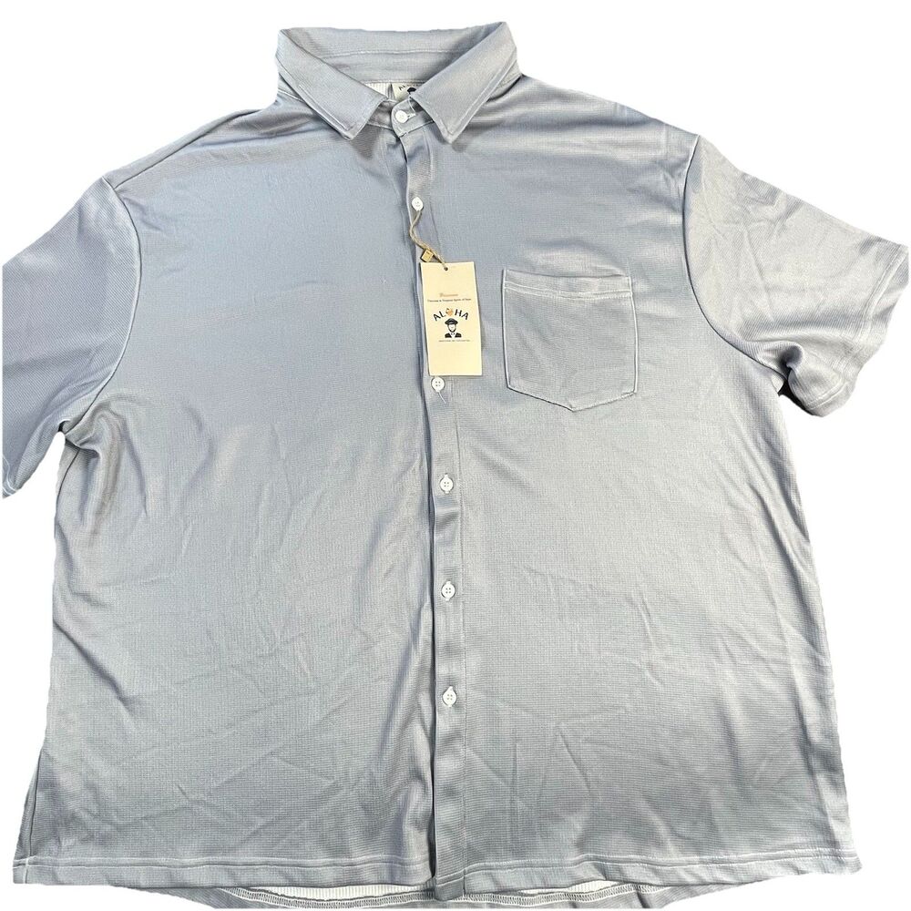 Aloha Button Up Shirt Mens Extra Large Pocket Spandex Casual Short Sleeve XL